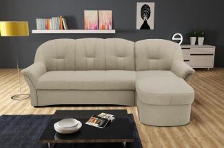 DOMO Collection Puno Ecksofa, Sofa in L-Form, Eckcouch, Sofa, Couch mit Longchair und Schlaffunktion, 233x142 cm, Polstermöbel in schlamm