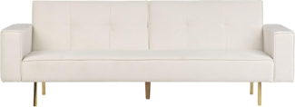 Schlafsofa VISNES Cremeweiß Samtstoff