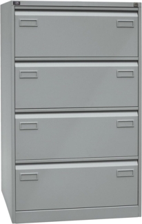 Bisley LIGHT Hängeregistraturschrank, doppelbahnig, DIN A4, 4 HR-Schubladen, Farbe silber