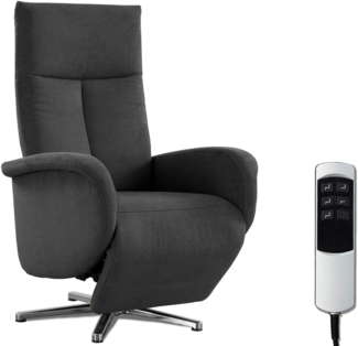 CAVADORE TV-Sessel Juba / Pflegeleichter Fernsehsessel mit elektrisch verstellbarer Relaxfunktion / 2 E-Motoren / 75 x 112 x 82 / Soft Clean Bezug, Dunkelgrau