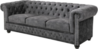 riess-ambiente 3-Sitzer CHESTERFIELD 205cm grau, Einzelartikel 1 Teile, Wohnzimmer · Sofa · Samt · Federkern