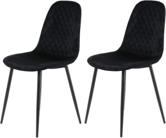 2er Set Küchenstuhl Mira - Samtvelour Schwarz