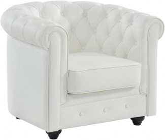Vente-unique - Ledersessel - Büffelleder - Weiß - CHESTERFIELD