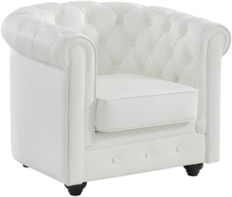 Vente-unique - Ledersessel - Büffelleder - Weiß - CHESTERFIELD