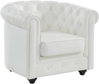 Vente-unique - Ledersessel - Büffelleder - Weiß - CHESTERFIELD