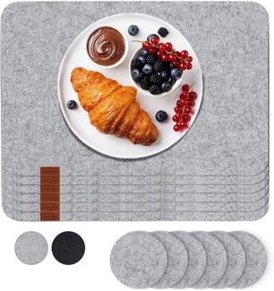 LuanaRose Tischset Filz 12er-Set hellgrau