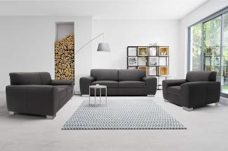 DOMO. collection Ricardo Couch 3-Sitzer Sofa/Breite: 224 cm, Garnituren mit Federkern in Kunstleder, schwarz, 224 x 95 x 81 cm