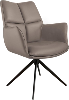 riess-ambiente Esszimmerstuhl PAPILLON braun / schwarz · 360° drehbarer Stuhl mit Echtlederbezug (Einzelartikel, 1 St), Polsterstuhl mit Armlehne · Metallgestell · Modern Design