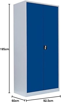 Stahl-Aktenschrank Metallschrank abschließbar Büroschrank Stahlschrank 195 x 92,5 x 60 cm Lichtgrau/Enzianblau 530361
