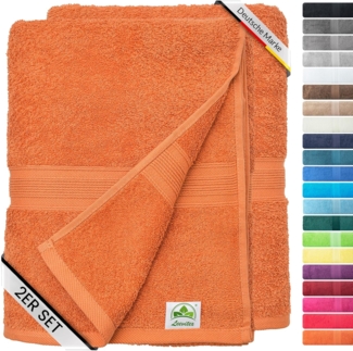 leevitex® Saunatuch Saunatuch Frottee XXL, (2-St), 80x200 cm, extra groß & saugfähig, Terrakotta/Dunkelorange