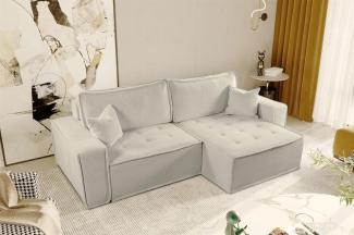 Ecksofa Schlafsofa FLOSI Stoff Raven Creme Ottomane Rechts