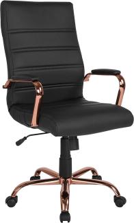 Flash Furniture Chefsessel, Leder Kunstleder Metall Chrom Schaumstoff Nickel, Schwarz/Rotgold, High Back