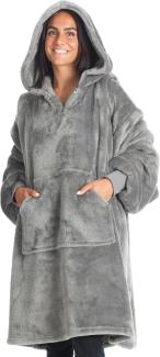 Hoodie Decke mit Ärmeln Deckenpullover Fluffy | Tragbare Decke zum Anziehen, Geschenke für Frauen Damen, Warm Kuschelpullover Erwachsene weich Ärmeldecke 90x95 cm