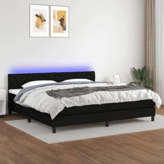 vidaXL Boxspringbett mit Matratze & LED Schwarz 200x200 cm Stoff, Härtegrad: H2 [3133423]