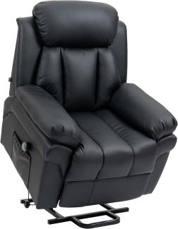 HOMCOM Elektrischer Fernsehsessel Sessel mit schlaffunktion und liegefunktion Aufstehsessel Relaxsessel Sessel mit Aufstehhilfe, Schwarz, 96 x 93 x 105 cm