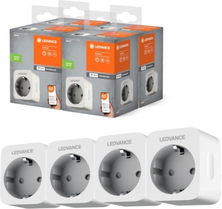 LEDVANCE wlan Steckdose, smarte alexa steckdose. Wifi Stromzähler für Steckdose für das SMART Home. Kompatibel und Steuerbar mit Fernbedingung, google, Alexa oder per App, 2,4GHz, 4er-Pack