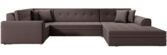 Designer Sofa Velio mit Schlaffunktion Stoff Dunkelbraun Rechts