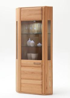 Eckvitrine Senta 6 Kernbuche teilmassiv 69 x 209 x 69 cm Glasvitrine ohne Beleuchtung