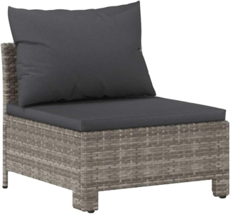 vidaXL Garten-Mittelsofa mit Kissen Grau Poly Rattan 362694