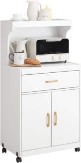 Mikrowellenschrank mit 4 Rollen Holz Weiß FSB12-W