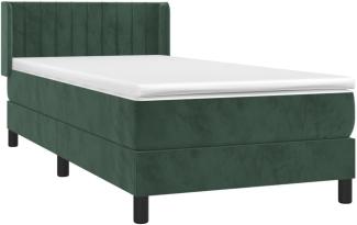 vidaXL Boxspringbett mit Matratze Dunkelgrün 90x190 cm Samt 3131054