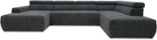 DOMO. collection Brandon Sofa, Wohnlandschaft mit Rückenfunktion in U-Form, Polsterecke Eckgarnitur, grau, 175 x 359 x 228 cm