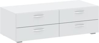 Italo Schubladenkommode mit 4 Schubladen Weiß 110.7 x 35 x 51.9 cm Laminat matt 16 mm Kunststoffgriffe - Moderne Schlafzimmermöbel Storage Organizer