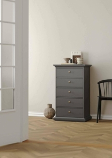 Dmora - Kommode Clementine, Mehrzweckkommode, Schlafzimmerkommode, Schrank mit Schubladen, 63x49 h105 cm, Grau