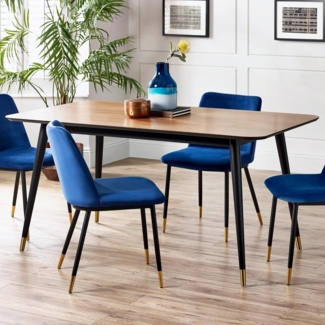 Julian Bowen Rechteckiger Esstisch Findlay, Walnuss und Schwarz, Einheitsgröße