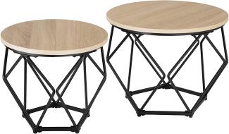 2 Couchtische Benham - Industrial Holz hell, Eiche Sonoma