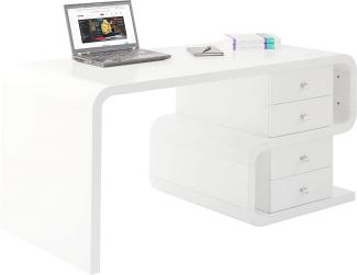 Kare Design Schreibtisch Soft Snake Walnut, 150x70 cm, Wallnussfarbener Schreibtisch mit 4 Schubladen, außergewöhnlicher Tisch, (H/B/T) 76 x 150 x 70 cm