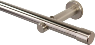 iso-design Gardinenstange 20 mm Farbe Edelstahl, Endstück Kappe, Ø 20 mm, 1-läufig, Fixmaß, verschraubt, Metall, Rohr aus Edelstahl