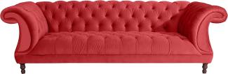 Ivette Sofa 3-Sitzer Samtvelours Rot Buche Nussbaumfarben