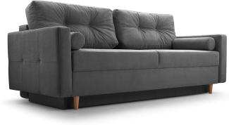 Fabryka Mebli Idźczak Schlafsofa Sofa Pastella Couch Ausklappbares Schlaffunktion Bettkasten - Kissen Bettzeugbehälter Hilfsautomat Wohnzimmer, Gästezimmer Modern Design (Queens 23 Dunkelgrau)