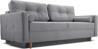 Fabryka Mebli Idźczak Schlafsofa Sofa Pastella Couch Ausklappbares Schlaffunktion Bettkasten - Kissen Bettzeugbehälter Hilfsautomat Wohnzimmer, Gästezimmer Modern Design (Queens 23 Dunkelgrau)