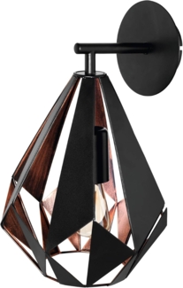 Eglo 49992 Wandleuchte Vintage CARLTON 1 Stahl schwarz, kupfer E27 1X40W H:33cm L:20,5cm dimmbar