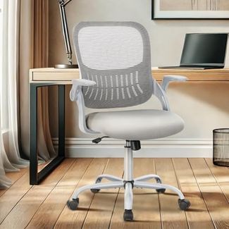 DUMOS Bürostuhl Ergonomisch, Schreibtischstuhl mit Lendenwirbelstütze, Verstellbaren Armlehnen Drehstuhl, Höhenverstellbarer Office Chair, Bürostühle Geeignet für Büro und Schlafzimmer (Grau)