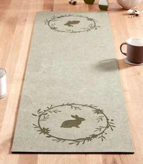 Tischläufer "Osterkranz" aus Filz, grün, 40x140 cm, Tischband, Mitteldecke