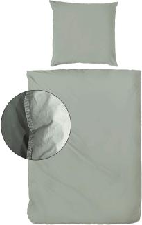 Hahn Renforce Bettwäsche 135x200 stonewashed olive khaki grün uni 123061-518