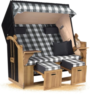 Strandkorb Hanse Strandkorb Strandkorb Ostsee XXL 2,5 Sitzer Volllieger in Schwarz Anthrazit, BxTxH: 150 x 80 x 160 cm, Ostsee XXL Volllieger, Ostsee 2,5-Sitzer Modell 2025, Stabiles Wacholder mit handgefertigtem Polyrattangeflecht
