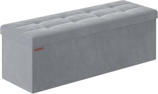 Songmics Sitzhocker mit Stauraum, klappbare Sitzbank, 38 x 110 x 38 cm Fußbank, Aufbewahrungsbox, bis 300 kg belastbar, für Wohnzimmer Schlafzimmer Flur, Taubengrau LSF277G02