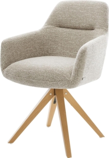 Drehstuhl Pejo-Flex Webstoff Soft Beige Holzgestell kantig Natur 180° drehbar Taschenfederkern