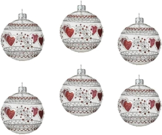 Christbaumkugeln Love Herz 6 Stück Weihnachtskugeln Set Transparent Echt Glas