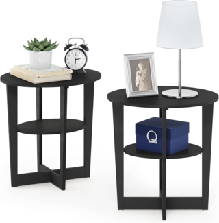 Furinno JAYA Ovaler Beistelltisch (2er Set), Holz, Nussbaum, 39. 62 x 48 x 49. 53 cm