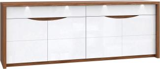 FORTE Saint Tropez Sideboard mit LED Beleuchtung, Holzwerkstoff, Braun/Weiß, 224,4 x 83,6 x 52,6 cm