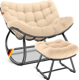 KESSER® Schaukelstuhl für drinnen & draußen ergonomischer Schaukelsessel | maximale Belastung von 120kg Relaxsessel mit Rutschfesten Füßen, Witterungsbeständig | Ideal für Balkon, Garten & Wohnzimmer Beige, XXL Chillexer Pro