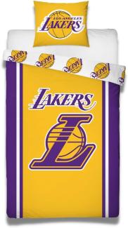 MTOnlinehandel Bettwäsche Los Angeles Lakers Basketball 135x200 oder 155x220, Renforcé, 2 teilig, Team NBA LA Lakers Logo Teenager Herren Bettwäsche