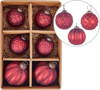 Weihnachtskugel 6er Set ARGENTIN Glas Rot