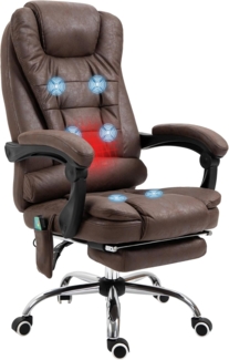 Vinsetto Schreibtischstuhl mit Massagefunktion, Ergonomisch, mit Liegefunktion, Heizfunktion (Bürostuhl, 1 St), für Wohnzimmer, Büro, Braun