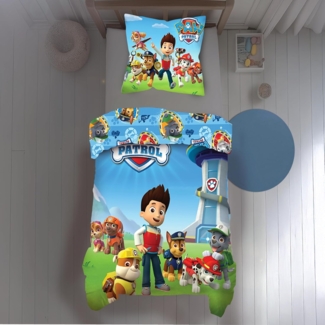 Tex Idea Paw Patrol Wende Bettwäsche Set 135x200 cm 80x80 cm Biber / Flanell